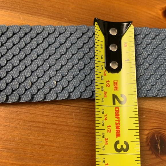 Unbranded Blue Grey Waist Belt w Lightweight Etched Silver  Buckle - Picture 7 of 9